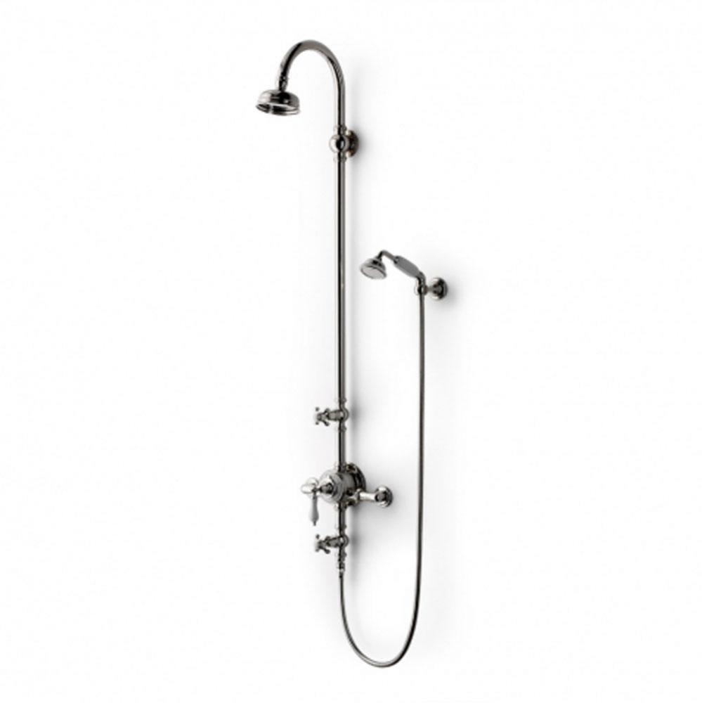 Etoile Exposed Thermostatic System with 4 1/2'' Shower Rose, Handshower and White