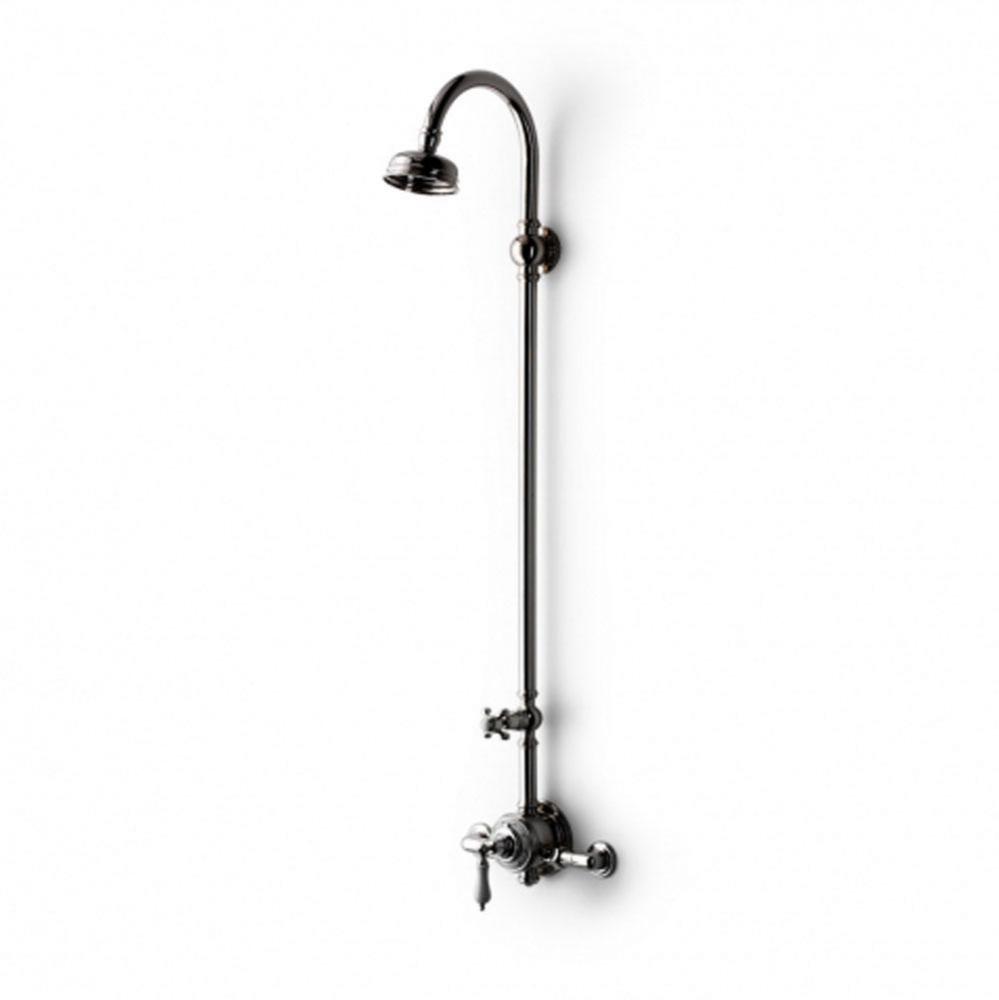 Etoile Exposed Thermostatic System with 4 1/2 Shower Rose and White Porcelain Lever Handle in Matt