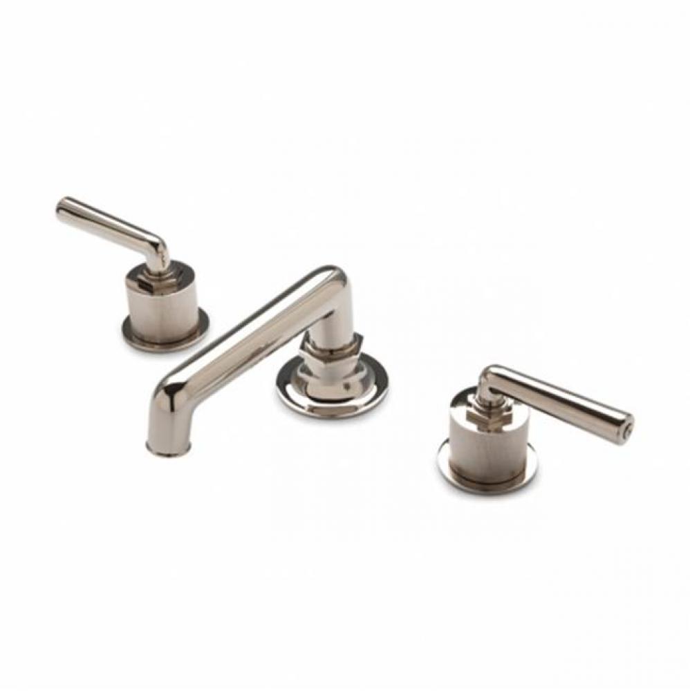 Henry Low Profile Three Hole Deck Mounted Lavatory Faucet with Coin Edge Cylinders and Lever