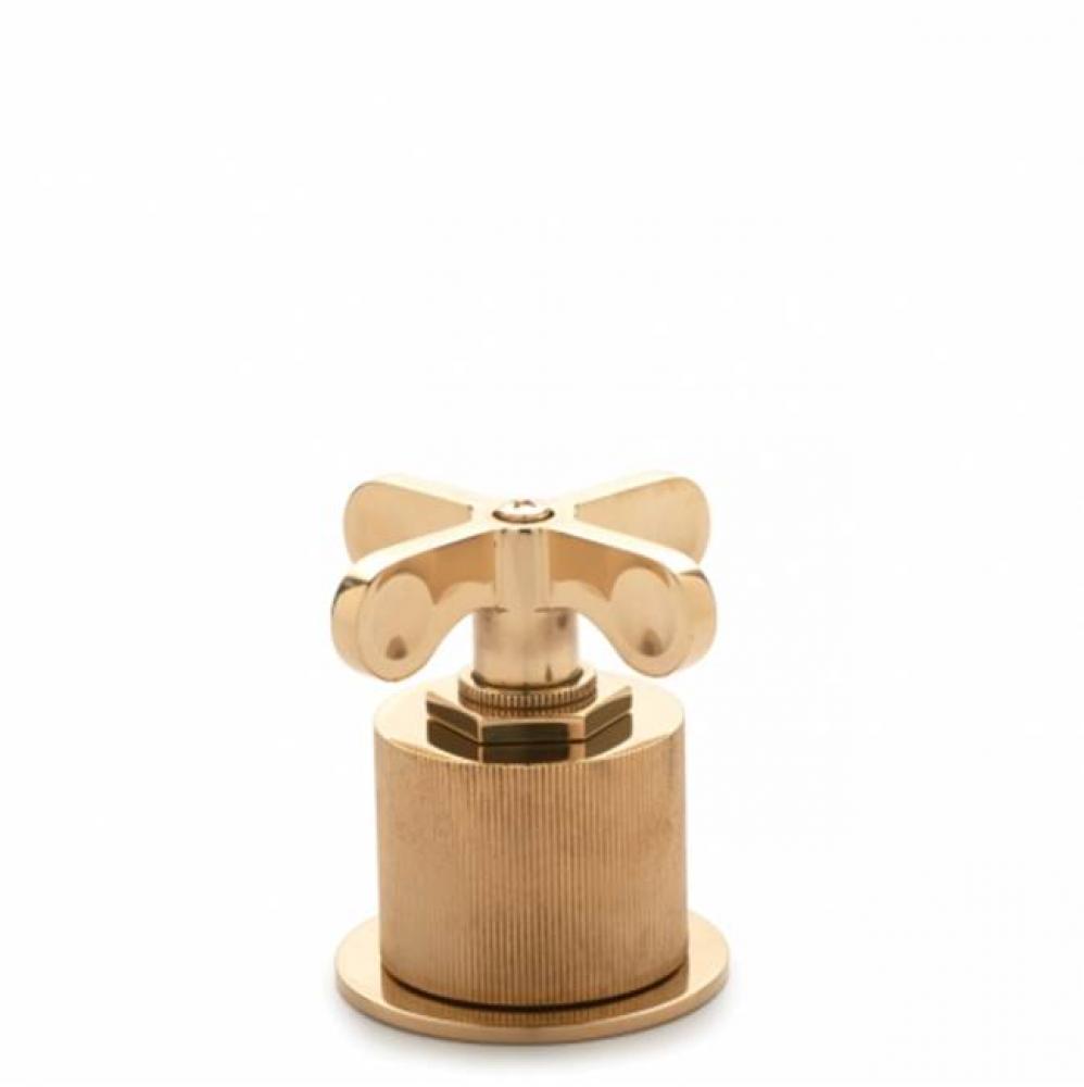 Henry Gooseneck Three Hole Deck Mounted Lavatory Faucet with Coin Edge Cylinders and Cross