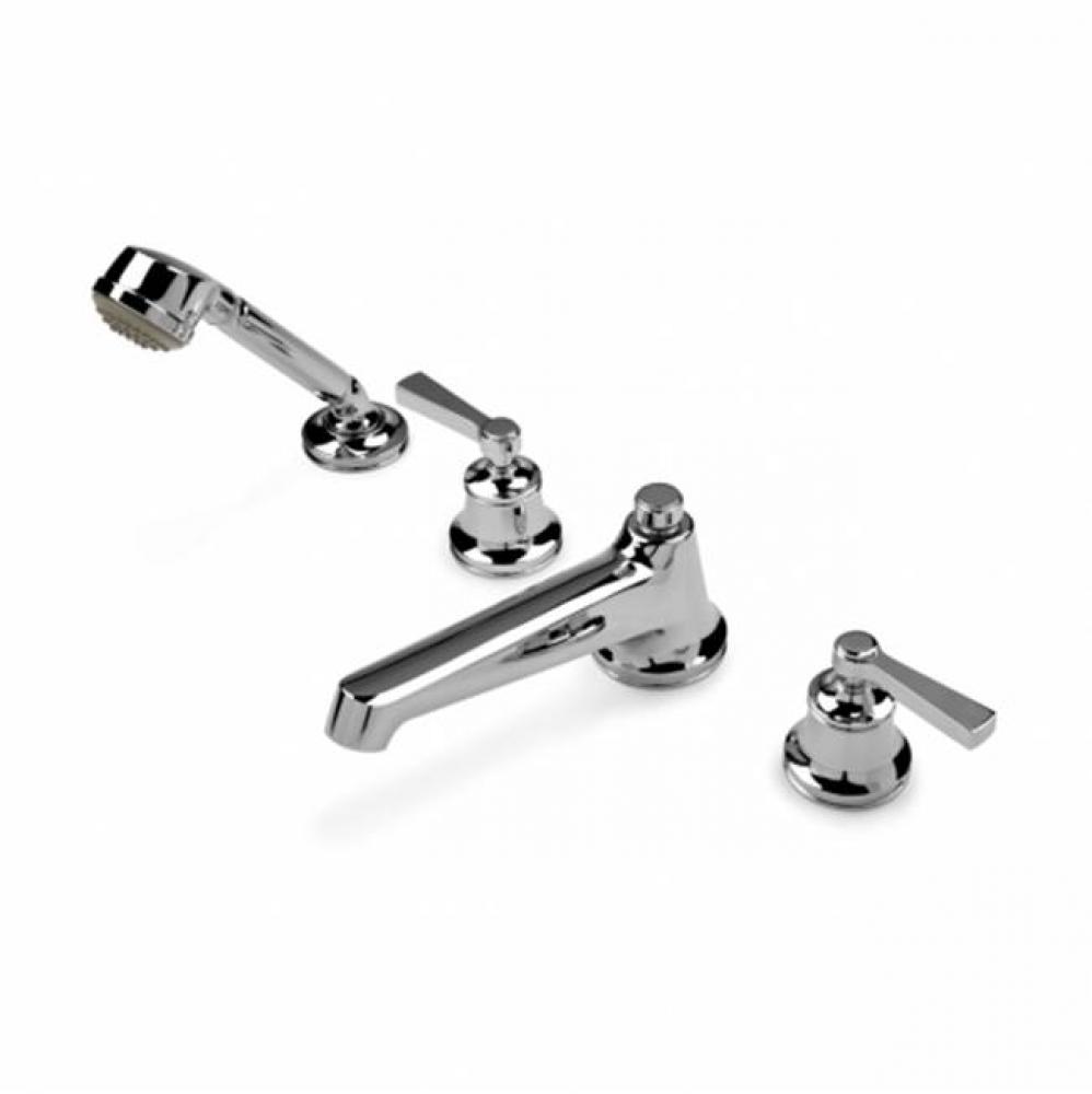 Transit Deck Mounted Low Profile Concealed Tub Filler with Metal Handshower and Metal Lever