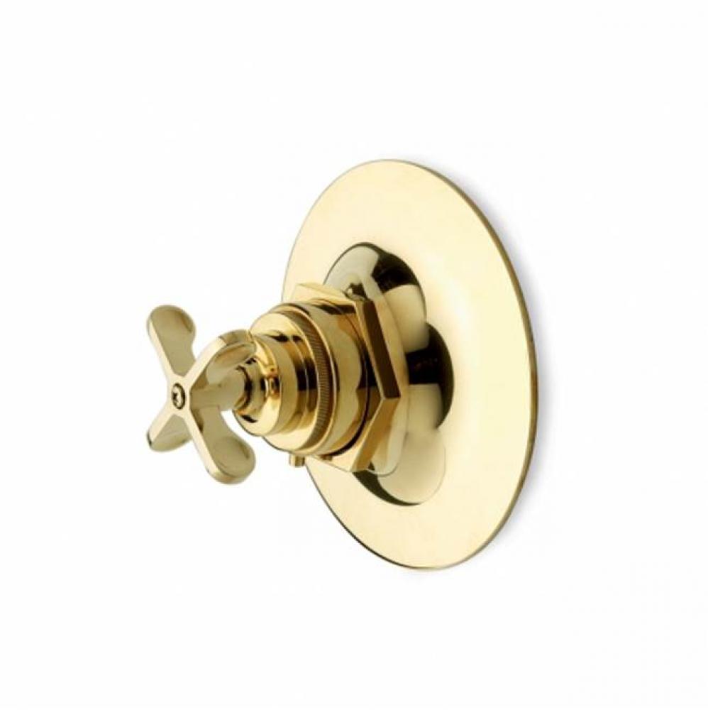 Henry Thermostatic Control Valve Trim with Metal Cross Handle in Unlacquered Brass