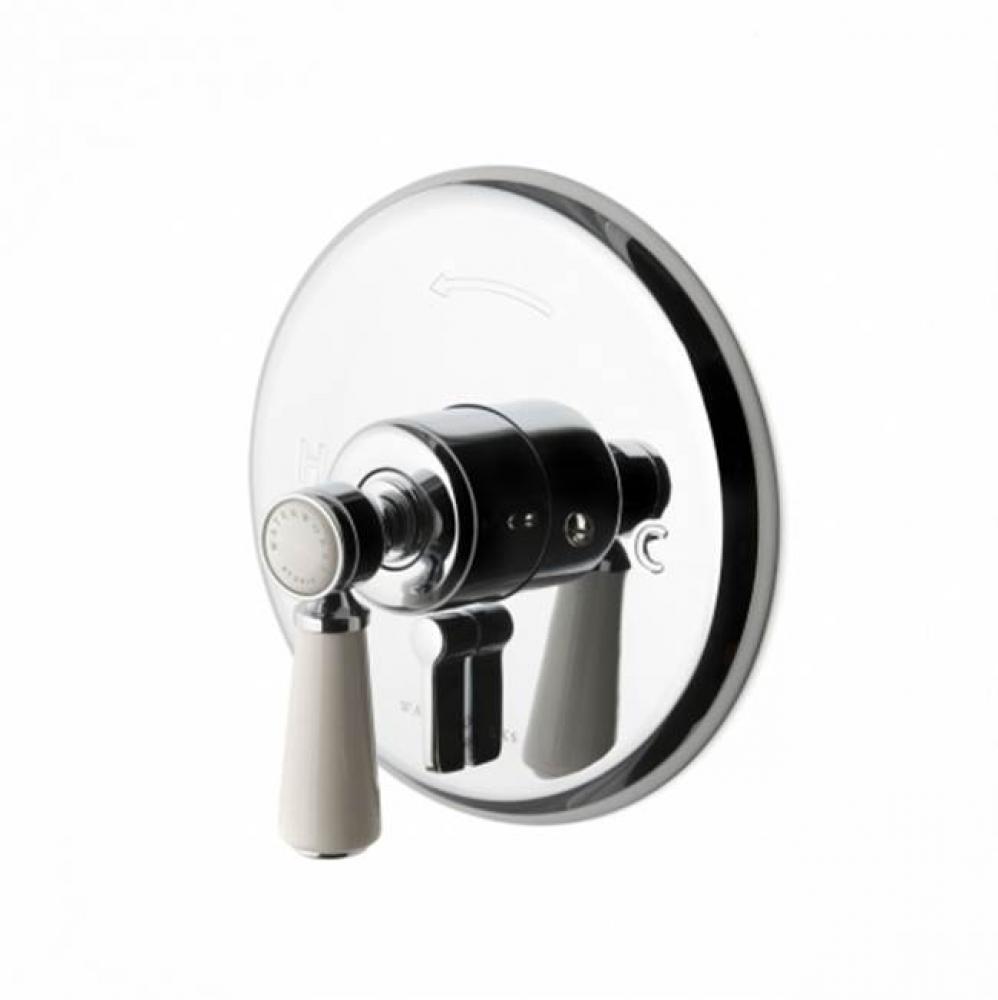 Highgate Pressure Balance with Diverter Trim with White Porcelain Lever Handle in