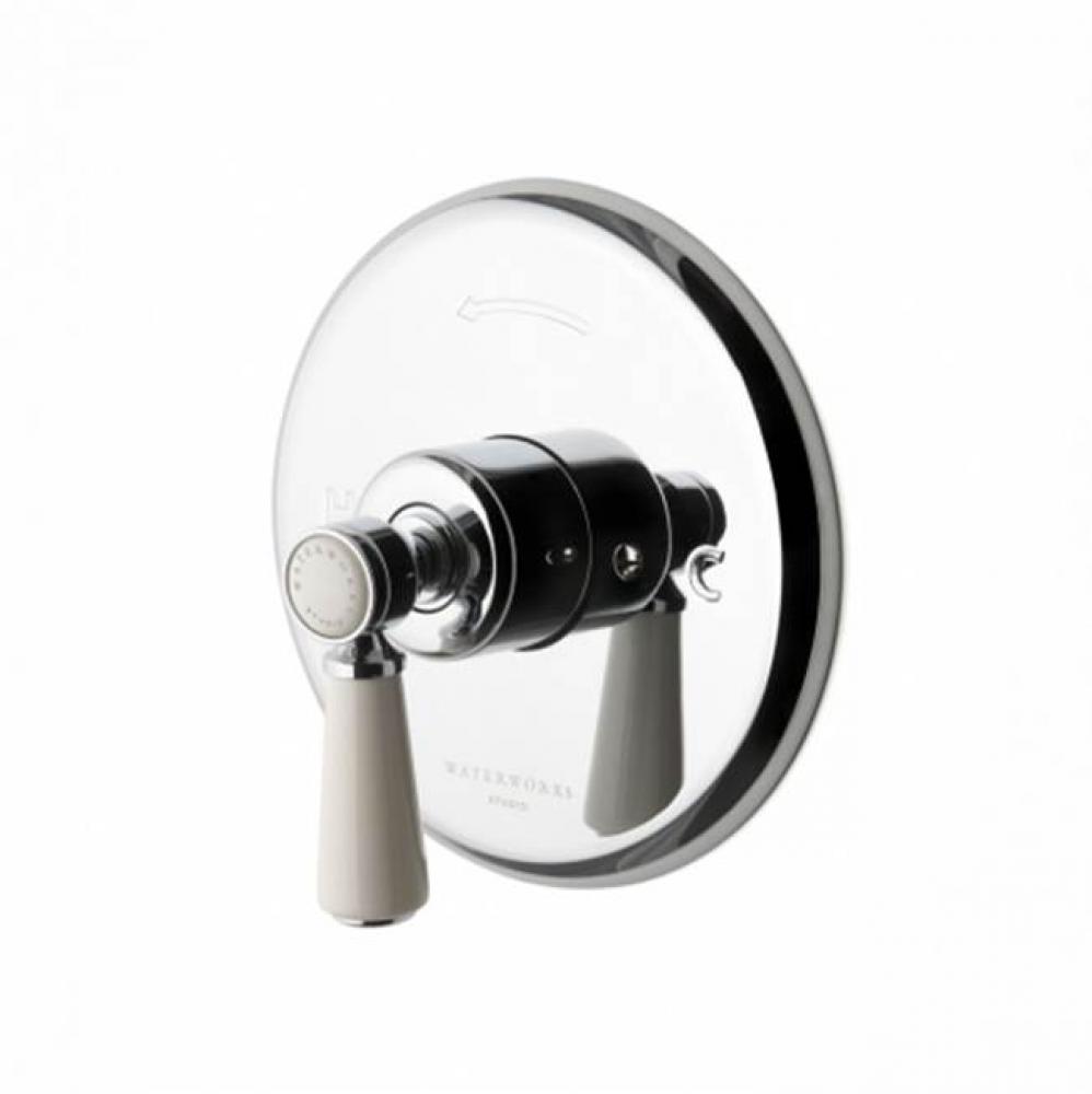Highgate Pressure Balance Control Valve Trim with White Porcelain Lever Handle in