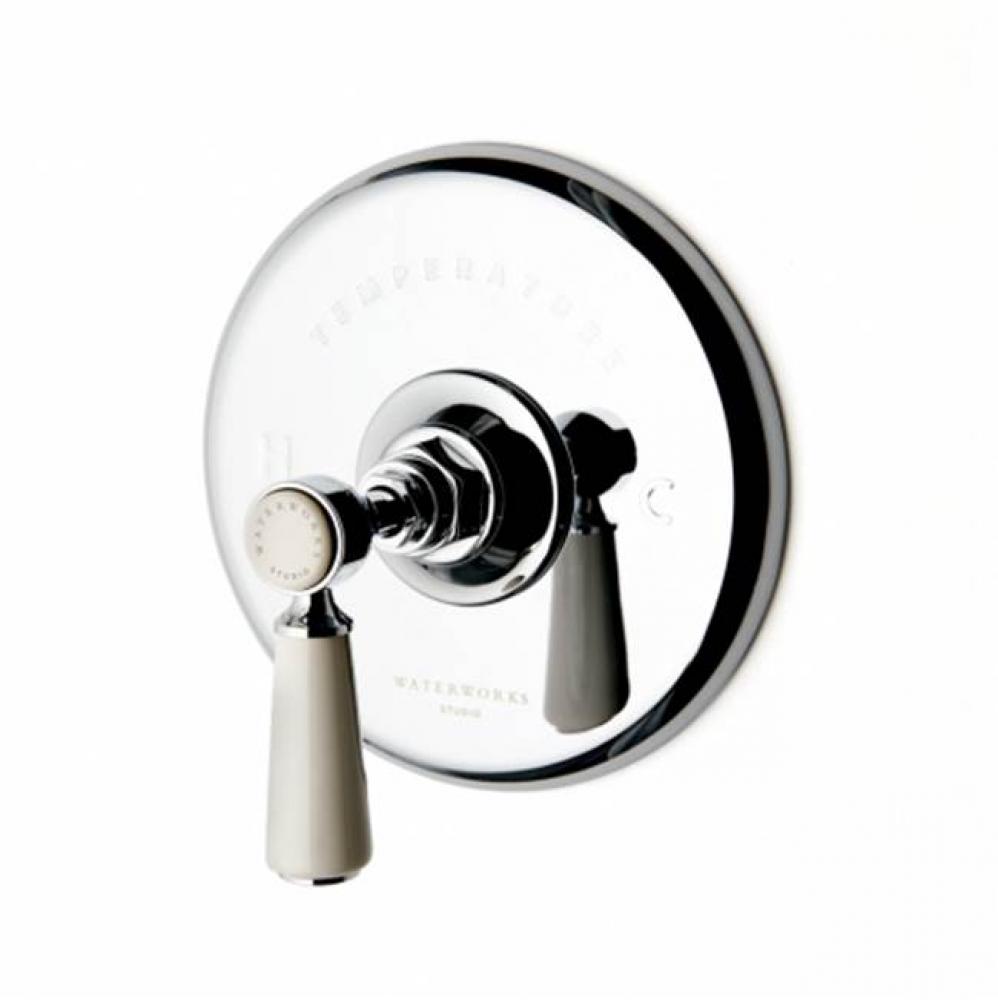 Highgate Thermostatic Control Valve Trim with White Porcelain Lever Handle in