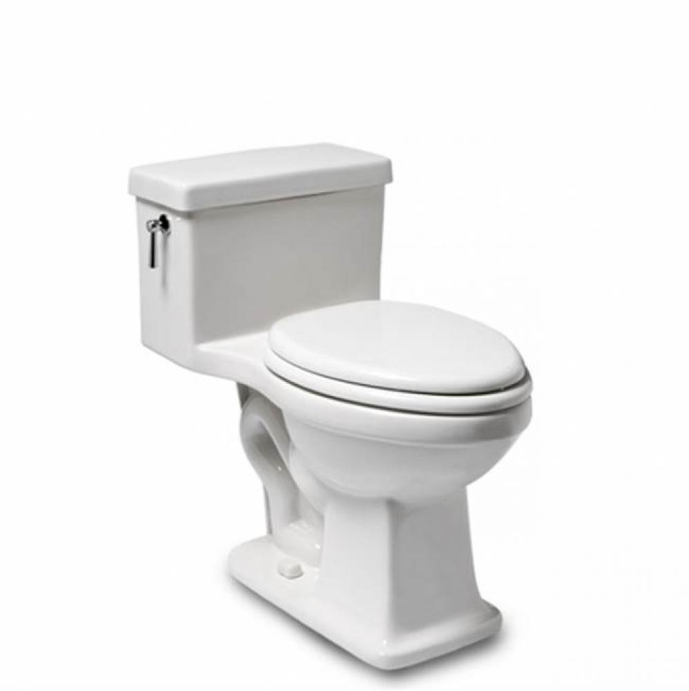 Alden One Piece High Efficiency Elongated Watercloset in Bright White with Molded Wood Seat and