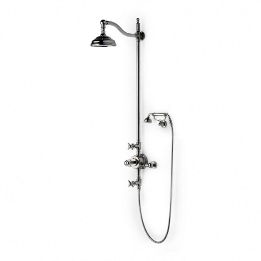 Olympia Exposed Thermostatic System with 8'' Shower Rose and Handshower and Metal Cross