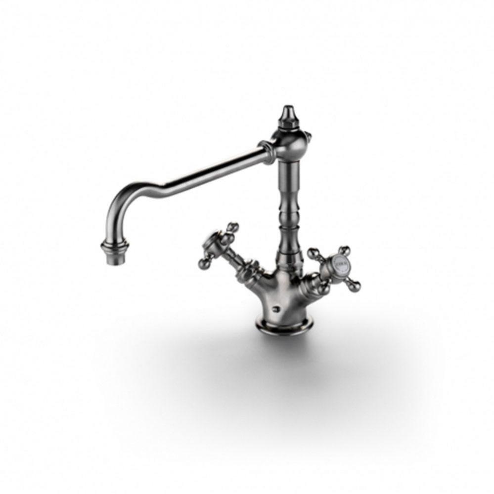 Julia One Hole High Profile Kitchen Faucet, Metal Cross Handles in Matte Nickel