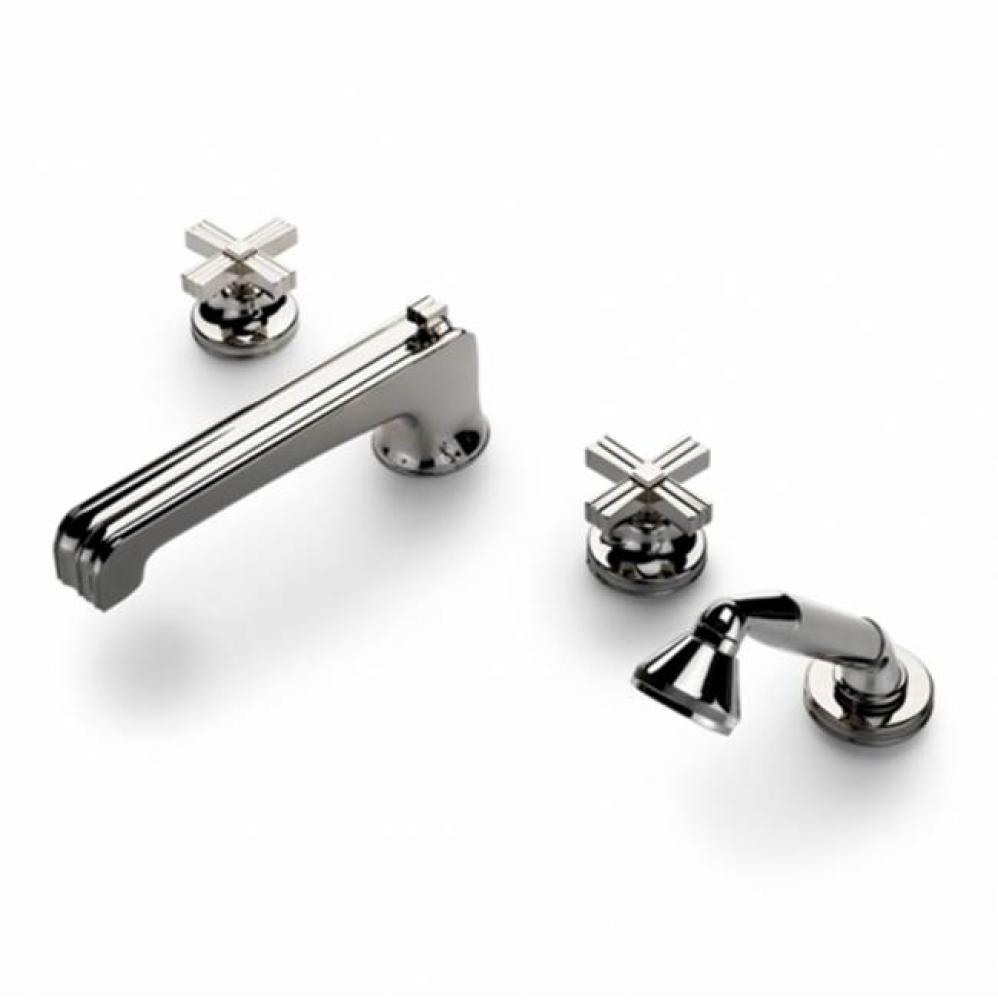 Boulevard  Low Profile Concealed Tub Filler With Handshower and Metal Cross Handles in