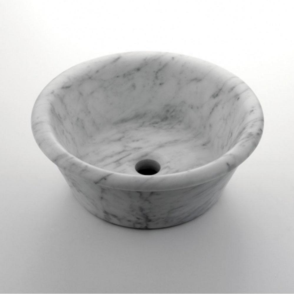 Titan Round Vessel Marble Lavatory Sink 15 3/4 x 15 3/4 x 6 with Flat Bottom in Carrara