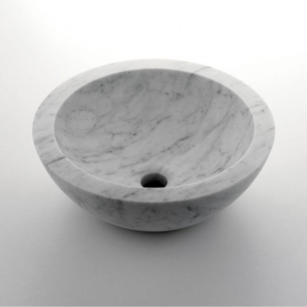 Titan Round Vessel Marble Lavatory Sink 15 3/4 x 15 3/4 x 6 with Round Bottom in Carrara