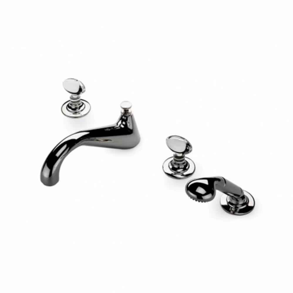 Opus Deck Mounted Low Profile Concealed Tub Filler with 2.5gpm Handshower and Crystal Egg Handles