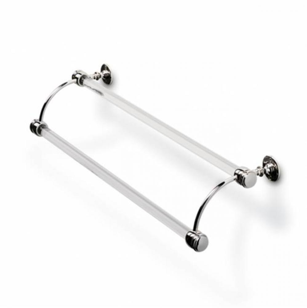 Crystal 23'' Double Glass Towel Bar with Metal Ends in