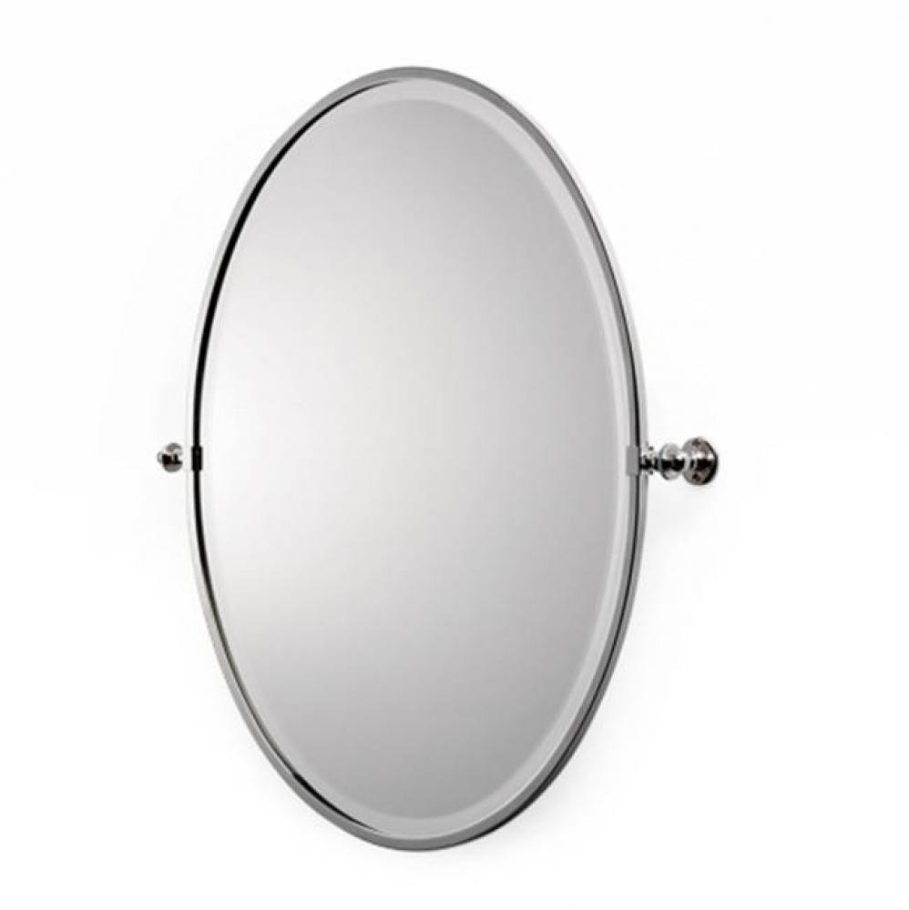 Crystal Metal Oval Wall Mounted Tilting Mirror 27 13/16 x 29 15/16 x 2 3/4 in Chrome