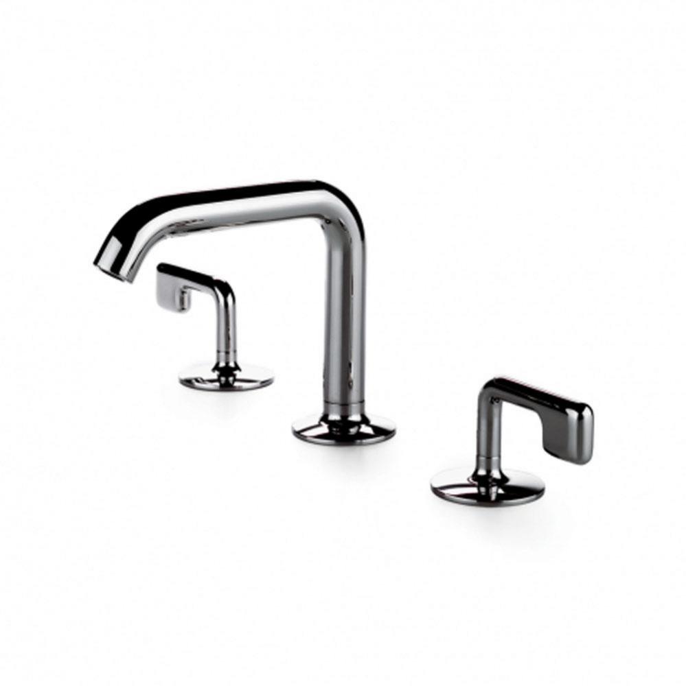 .25 High Profile Three Hole Deck Mounted Lavatory Faucet with Metal Lever Handles in Architectural