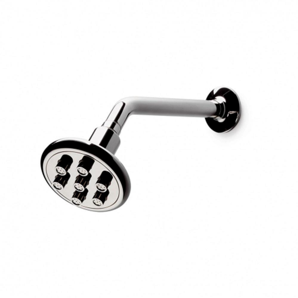 .25 4 1/4 Shower Head, Arm and Flange with Fixed Spray in Unlacquered Brass, 2.5gpm