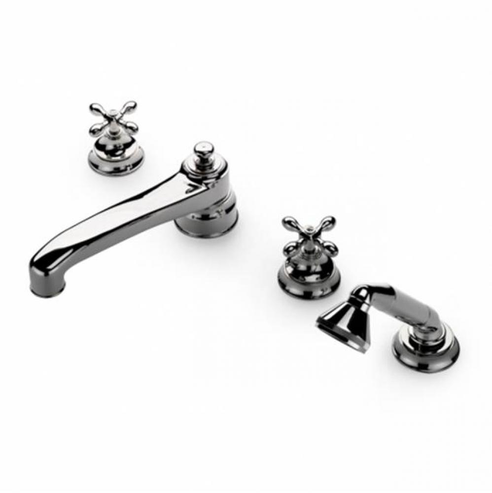 Aero Retro Low Profile Concealed Tub Filler With Handshower and Metal Cross Handles in