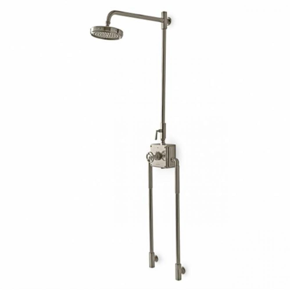 R.W. Atlas Exposed Thermostatic System with 8'' Shower Rose, Arm, Metal Wheel and Lever