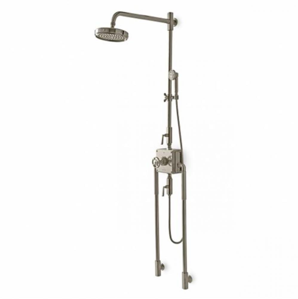 R.W. Atlas Exposed Thermostatic System with 8'' Shower Rose, Arm, Handshower, Metal