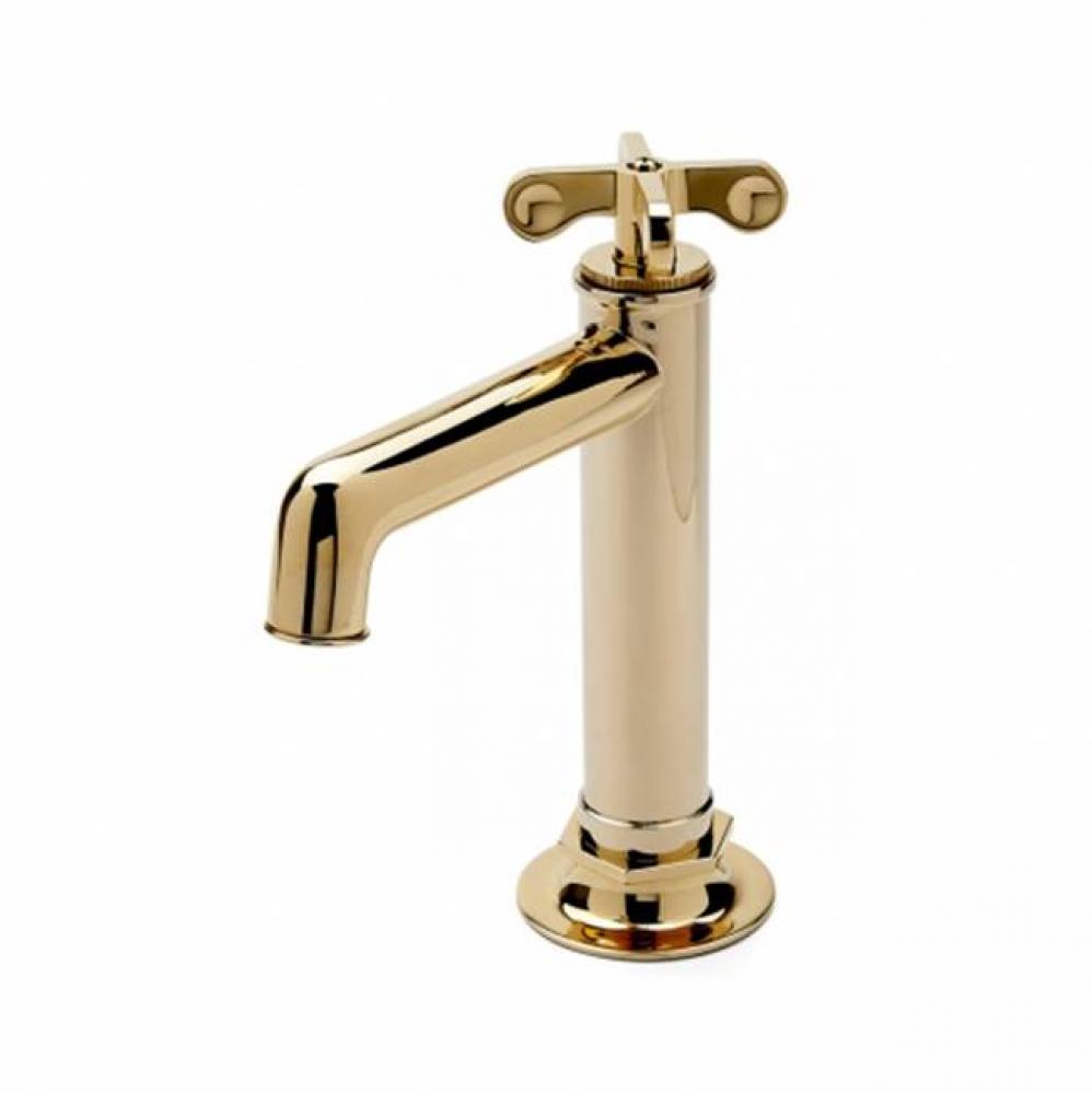 Henry One Hole High Profile Bar Faucet , Metal Cross Handle in Unlacquered Brass