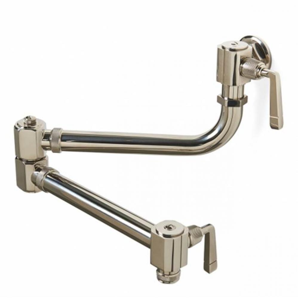 R.W. Atlas Wall Mounted Articulated Pot Filler, Metal Lever Handles in Burnished