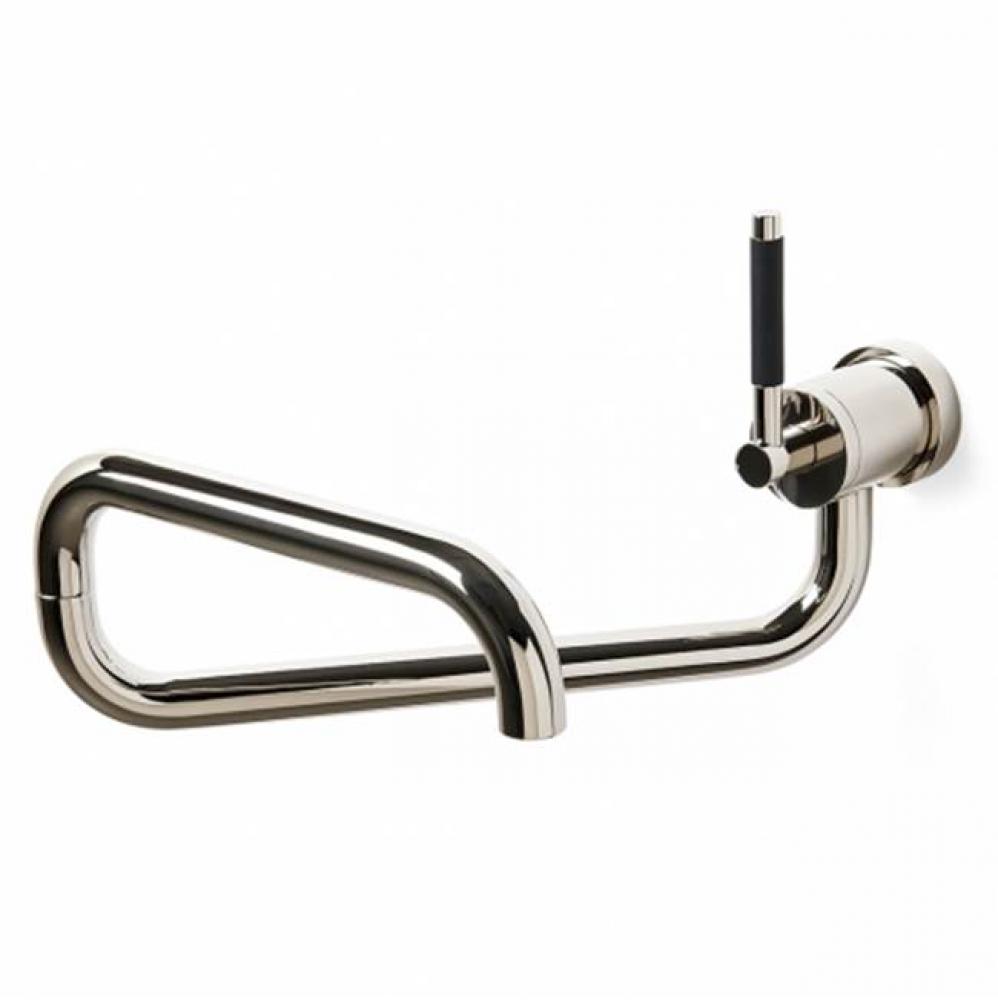 Universal Modern Wall Mounted Articulated Pot Filler with Metal Lever Handle in Unlacquered Brass