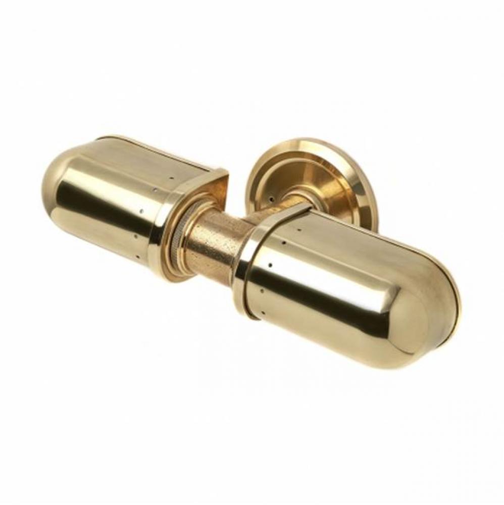 R.W. Atlas Wall Mounted Double Arm Sconce with Metal Shades in Unlacquered Brass