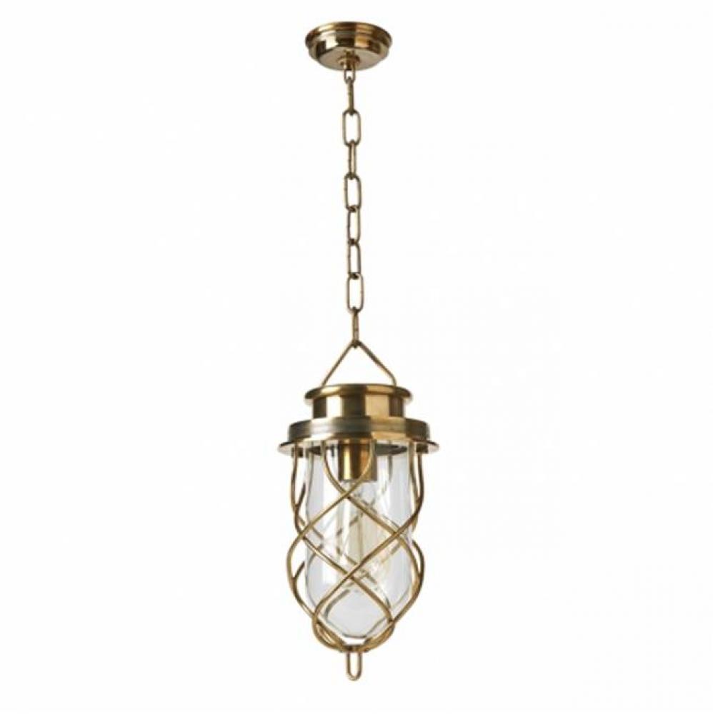 Compass Ceiling Mounted Small Pendant with Glass Shade in Unlacquered