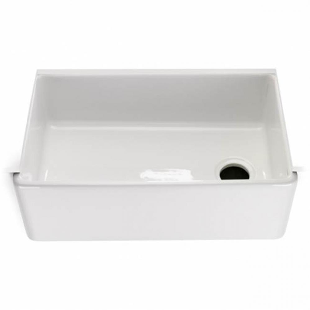 Clayburn 29 3/4 x 17 7/8 x 10 Fireclay Farmhouse Apron Kitchen Sink with End Drain in White