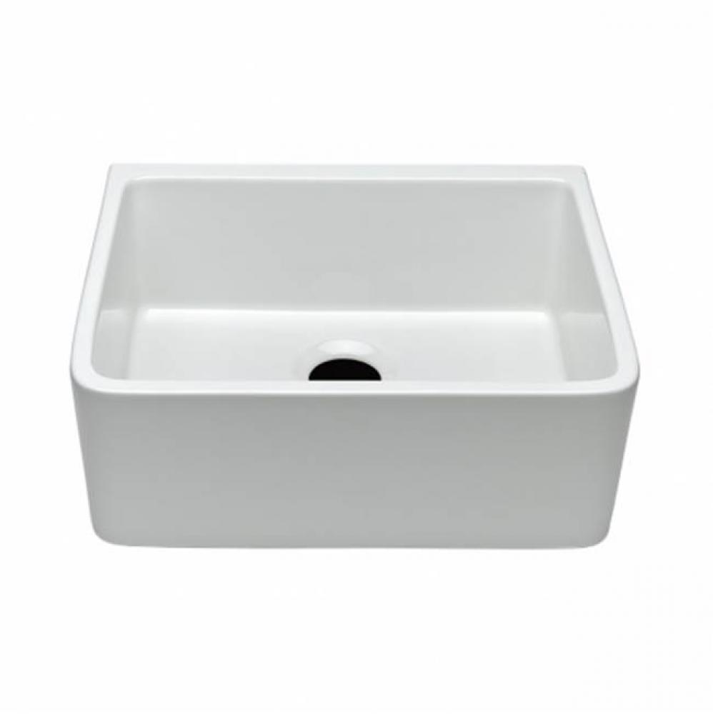 Clayburn 23 3/8 x 18 1/4 x 8 7/8 Fireclay Apron Farmhouse Kitchen Sink with Rear Drain in White