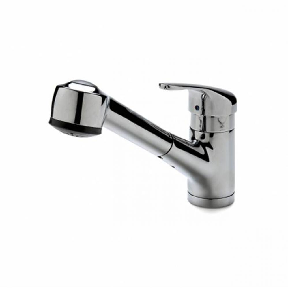 Margot One Hole Low Profile Kitchen Faucet with Pull-Out Spray and Metal Lever Handle in