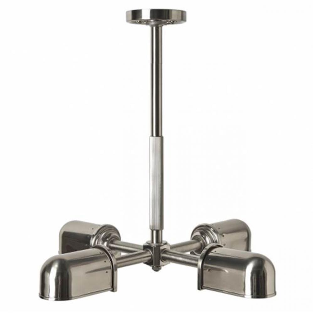 R.W. Atlas Ceiling Mounted Four Light Pendant with Metal Shades in Burnished