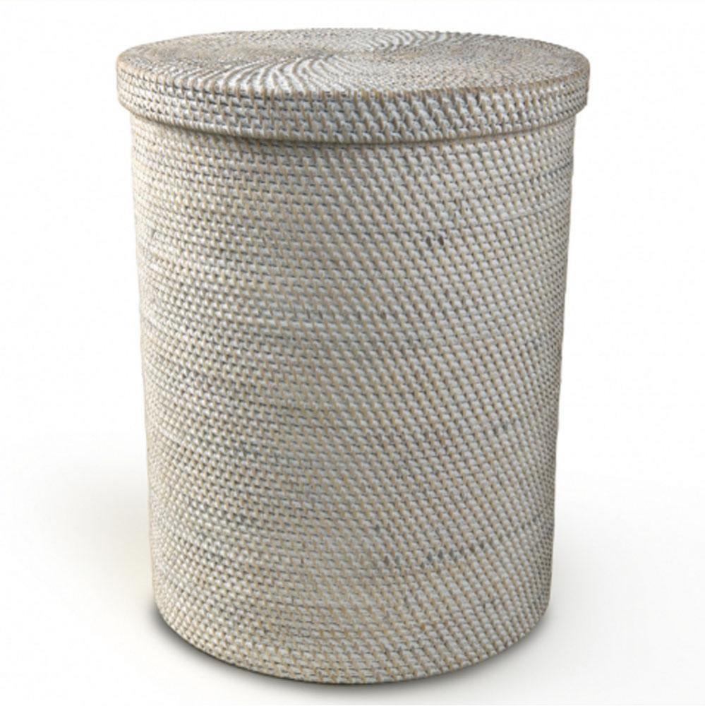 Palm Round Hamper in White Wash