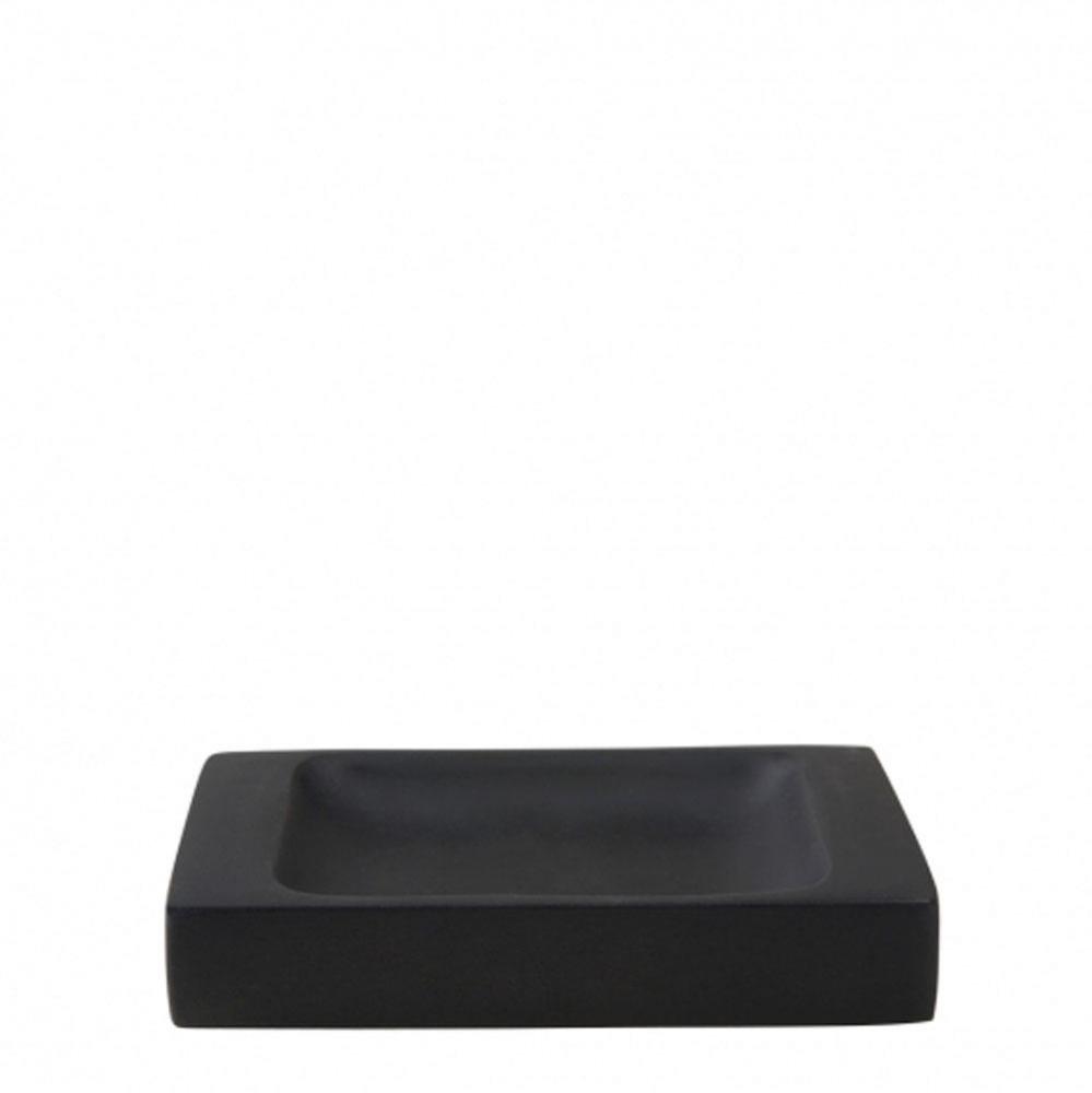 Resin Freestanding One Size Rectangular Soap Dish in Black