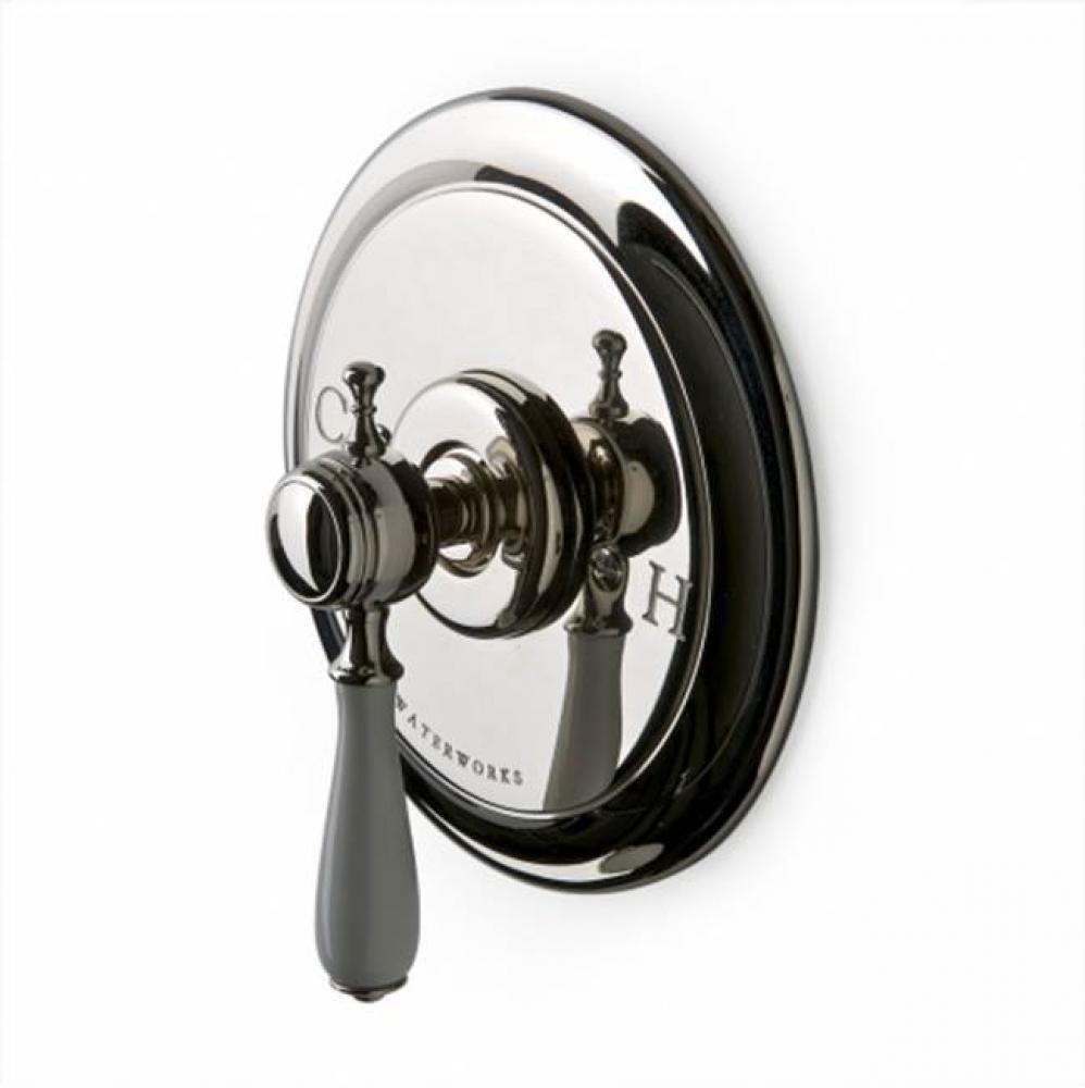 Julia Pressure Balance Control Valve Trim with White Porcelain Lever Handle in Antique