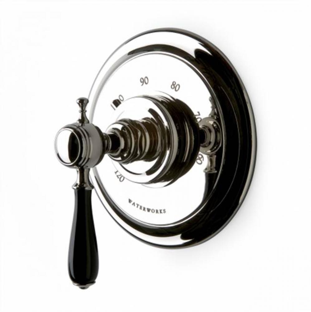 Julia Thermostatic Control Valve Trim with Black Porcelain Lever Handle in