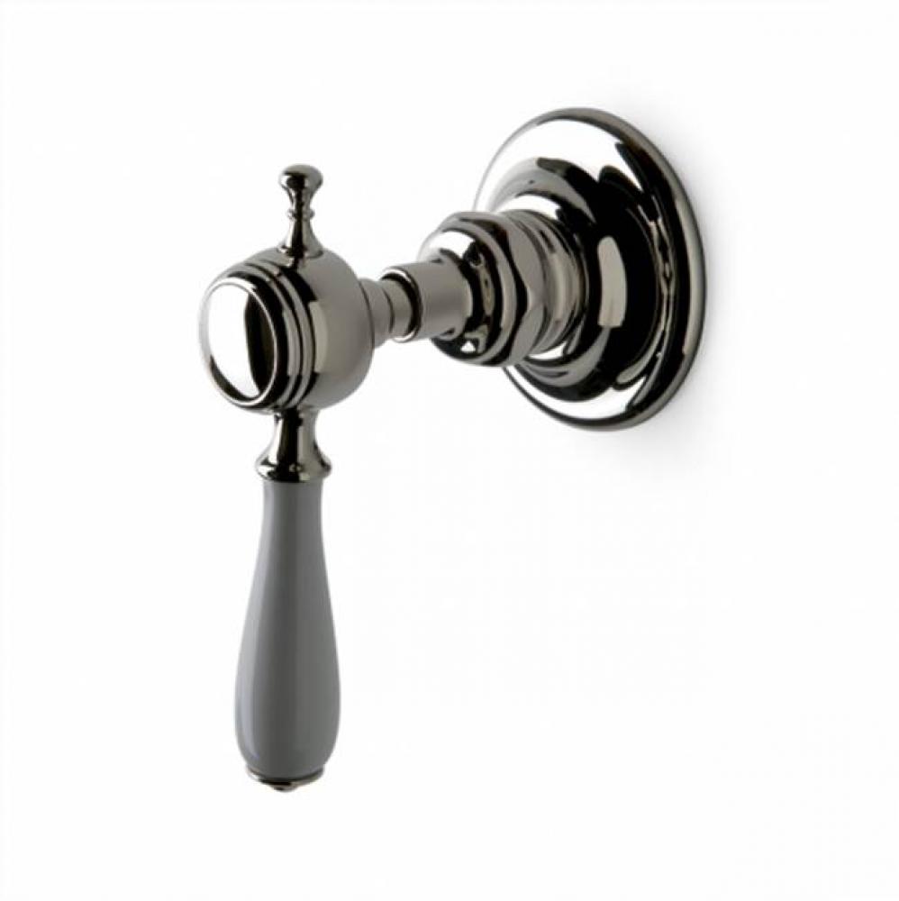 Julia Volume Control Valve Trim with White Porcelain Lever Handle in Antique