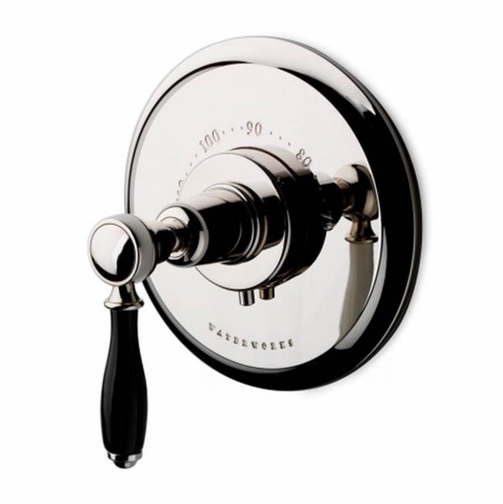 Easton Classic Thermostatic Control Valve Trim with Black Porcelain Lever Handle in