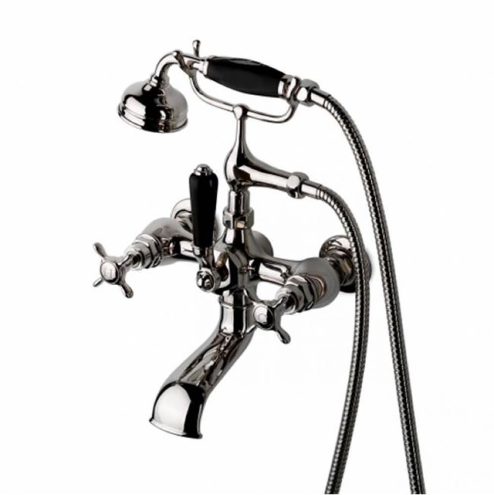 Easton Vintage Exposed Tub Filler, Black Porcelain Handshower and Lever Diverter in Antique