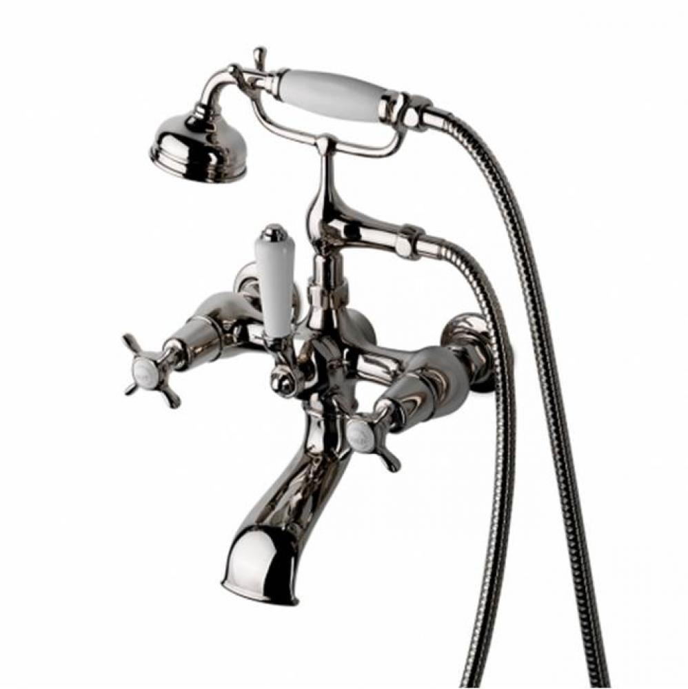 Easton Classic Exposed Tub Filler, White Porcelain Handshower and Lever Diverter with White