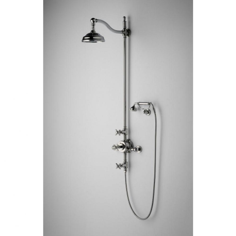 Olympia Exposed Thermostatic System with 8'' Shower Rose and Handshower and Metal Cross