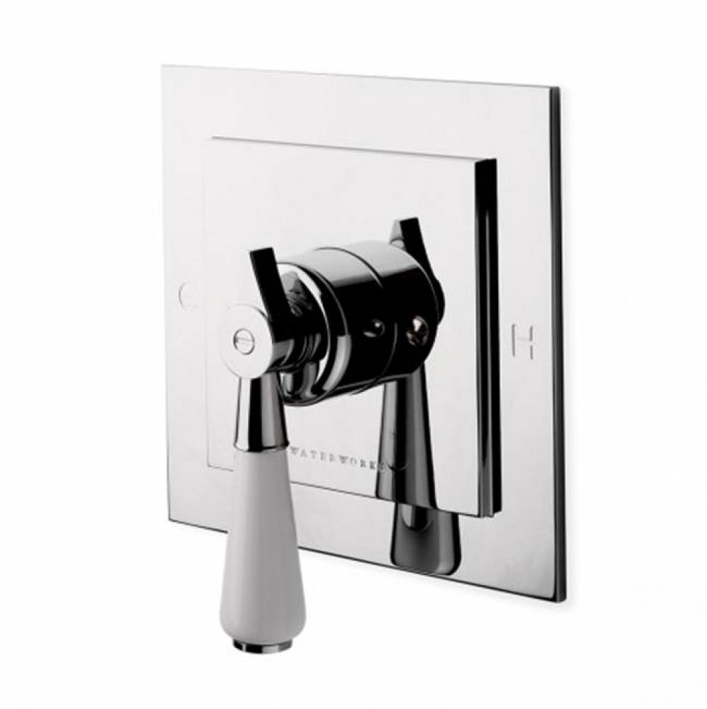 Universal Square Pressure Balance Control Valve Trim with White Porcelain Lever Handle in