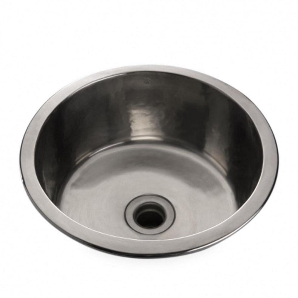 Normandy 13 3/4 x 13 3/4 x 6 5/16 Hammered Copper Round Bar Sink with Center Drain in Unlacquered