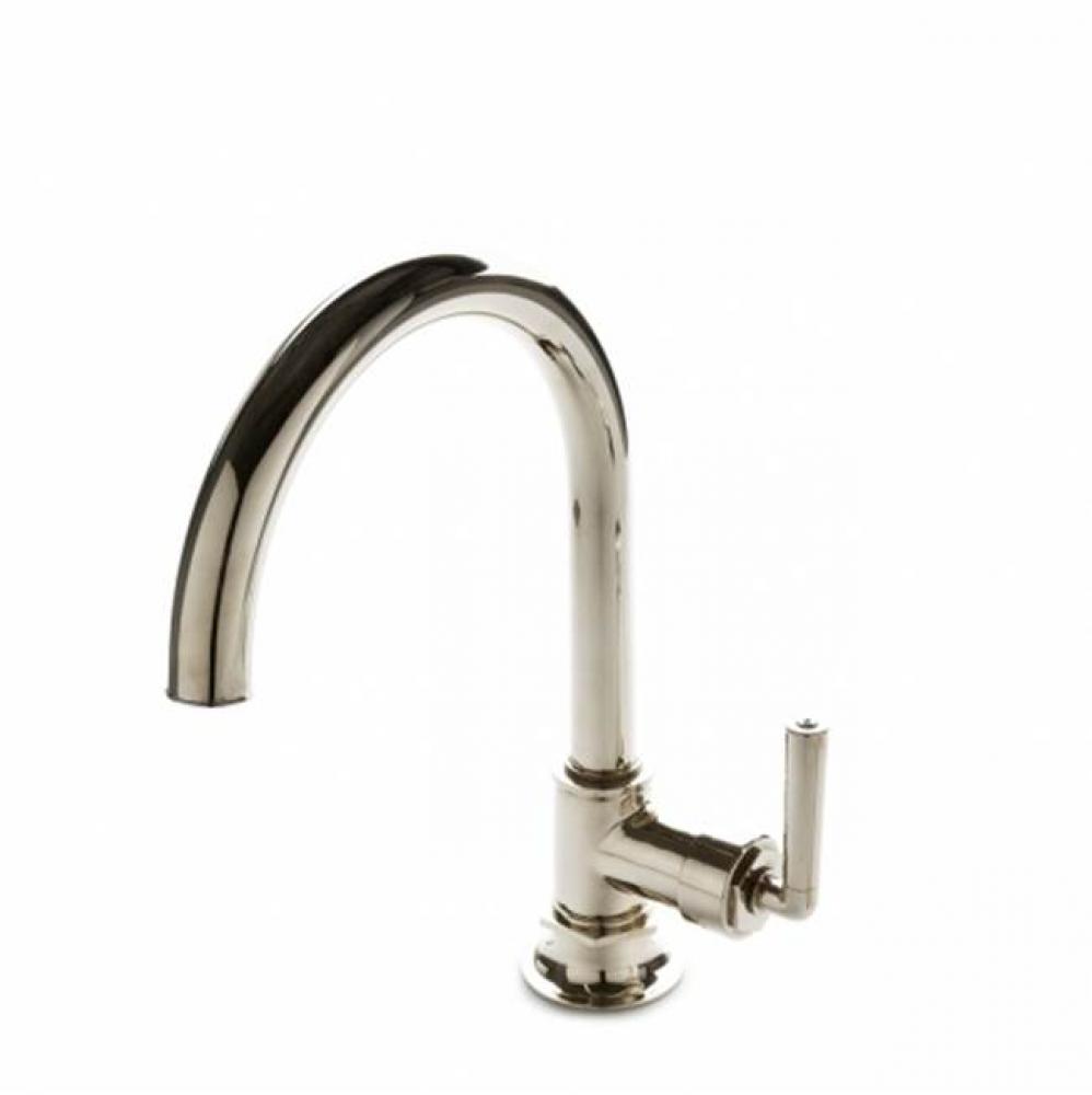 Henry One Hole Gooseneck Kitchen Faucet, Metal Lever Handle in Sovereign,