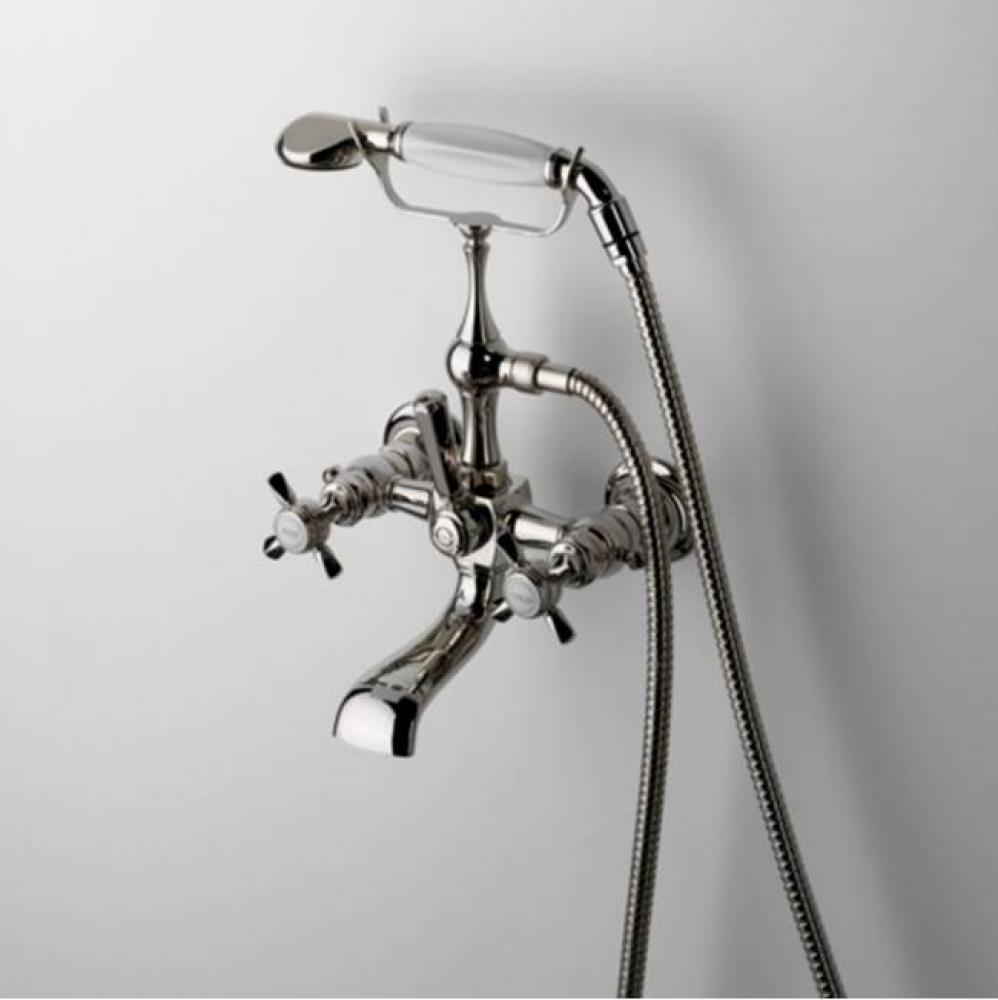 Astoria Exposed Tub Filler with 2.5gpm Handshower and Metal Cross Diverter in Nickel