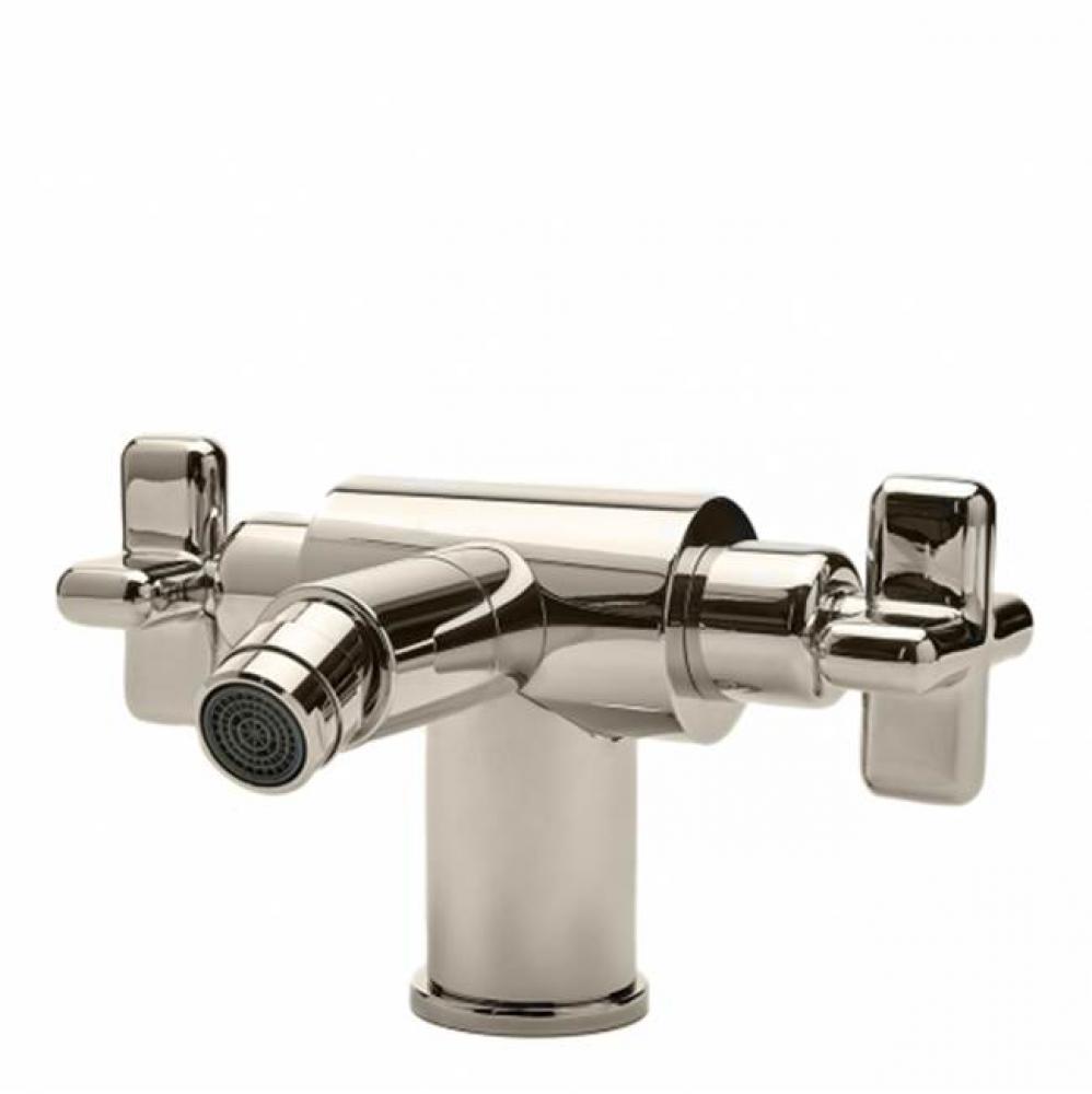 UK WRAS .25 One Hole Bidet Fitting with Cross Handles in Unlacquered