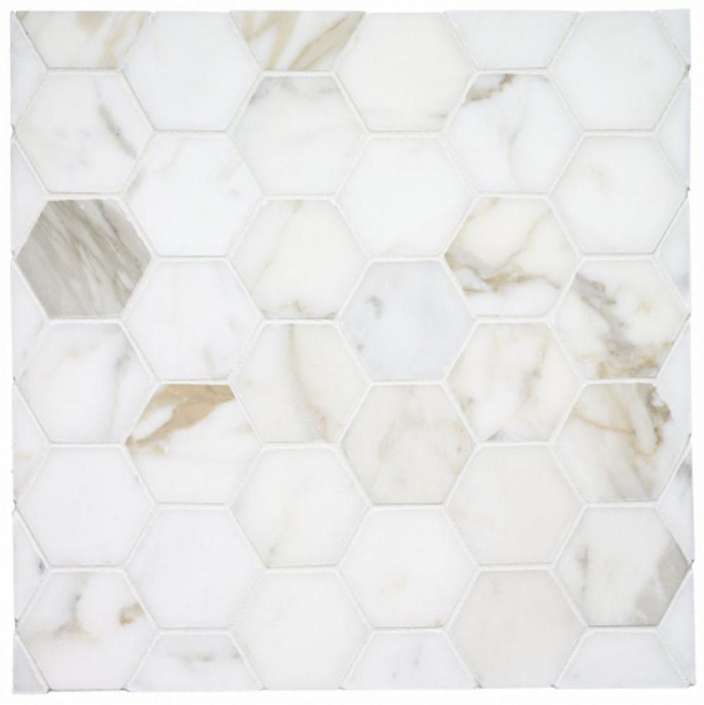 Keystone 3 Hexagon Mosaic in Calacatta Polished