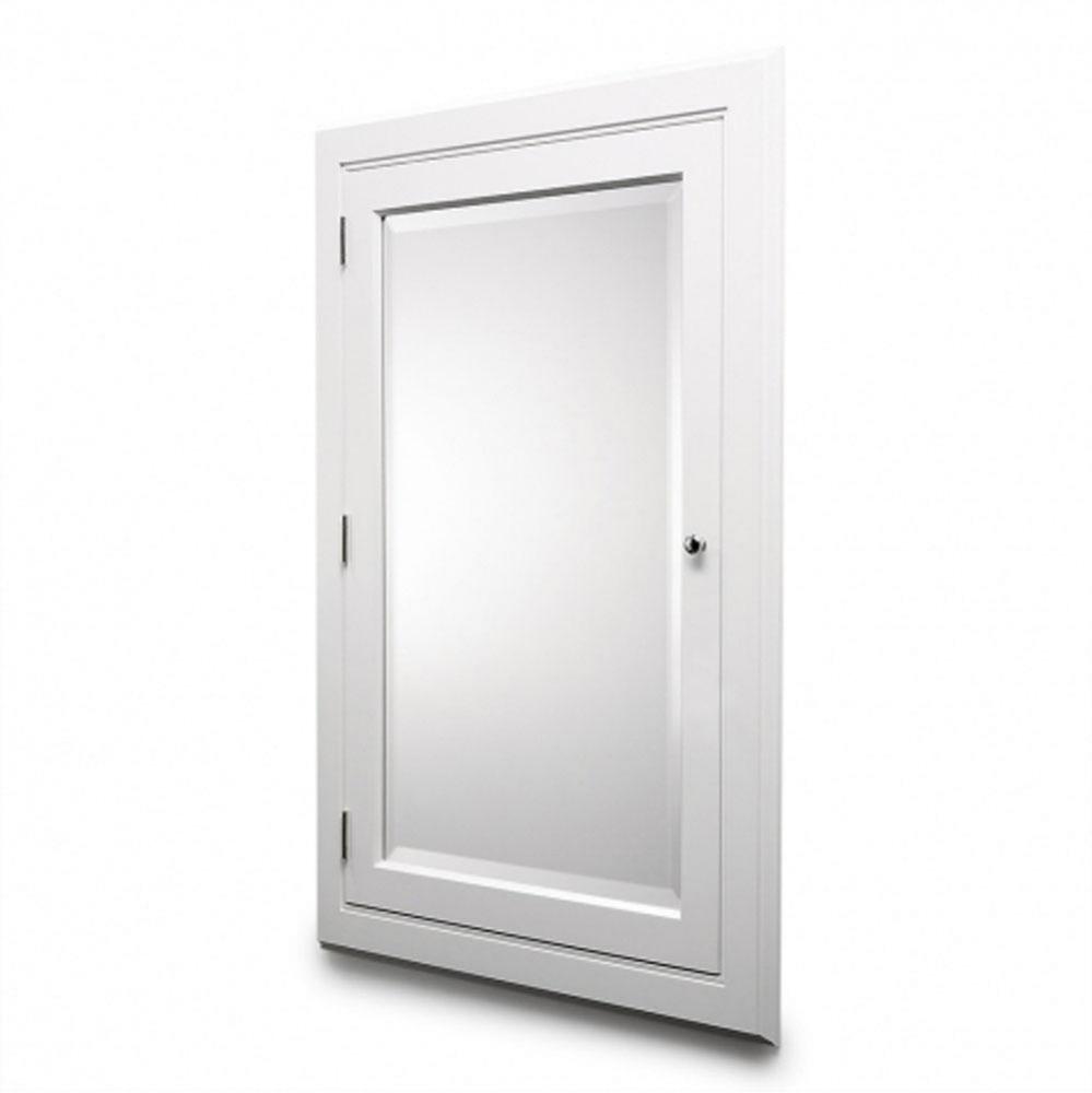 Advance Recessed Large Wood Medicine Cabinet 25 3/16 x 35 5/8 x 1 in White with Nickel Hardware