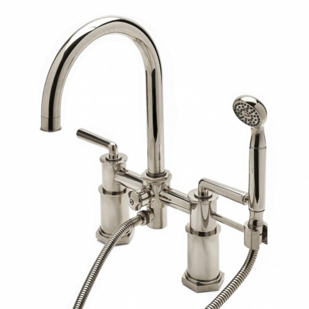 UK WRAS Henry Deck Mounted Exposed Tub Filler with Handshower and Metal Lever Handles in Matte