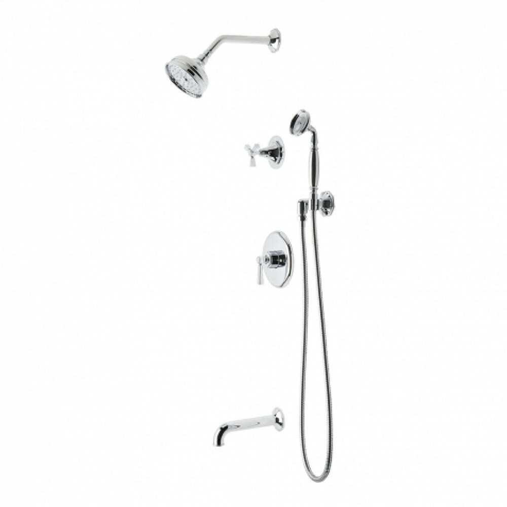 Roadster Pressure Balance Shower Package with 5'' Shower Rose, Handshower, Tub Spout